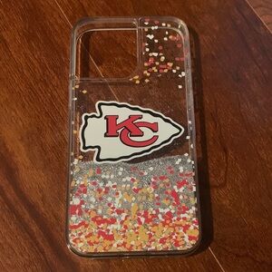 Kansas City Chiefs iPhone 14 Case with Silver glitter Accents